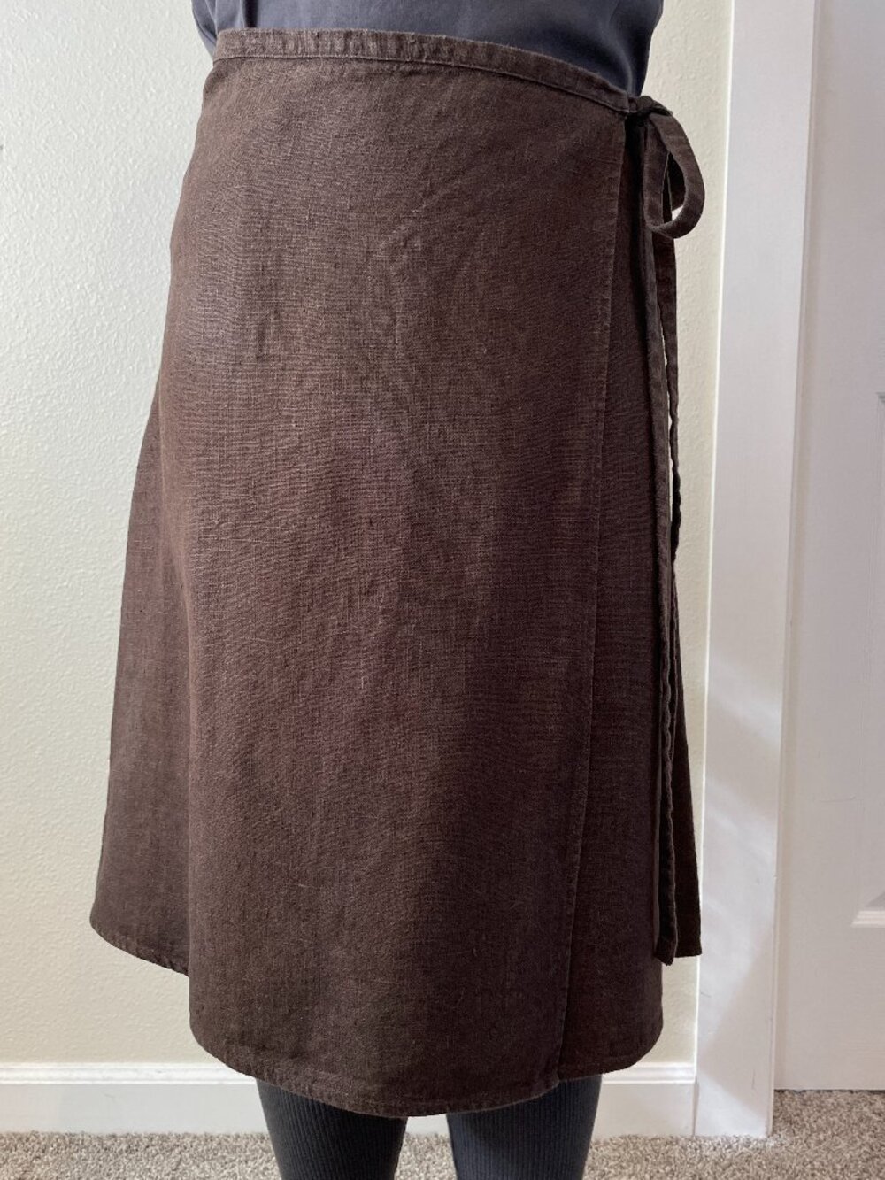 Fog Linen Work Brown Wrap Skirt